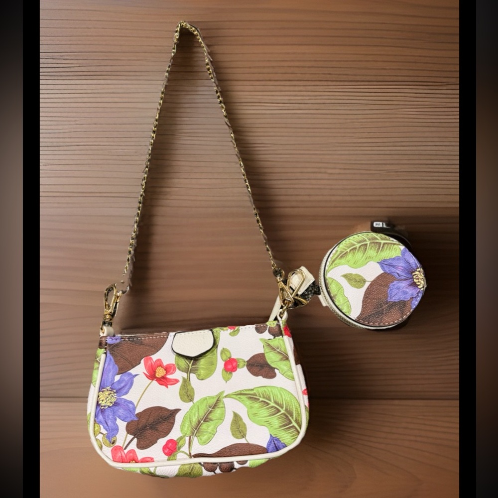 Carlos By Carlos Santana Floral Print Women's Small Bag and Circular Coin Purse